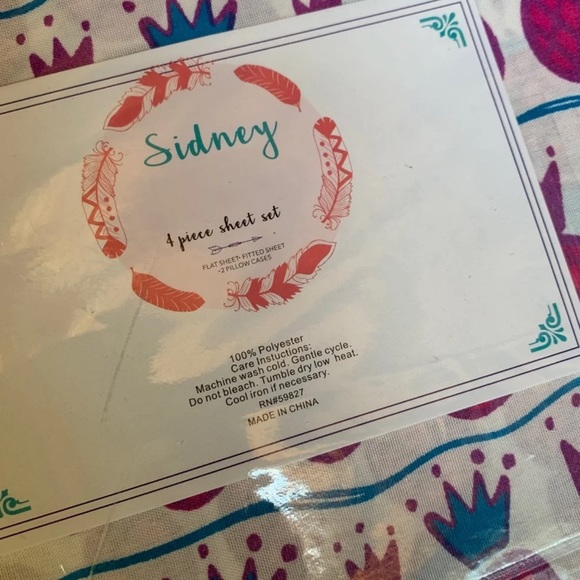 Pineapple royal crown sheet set purple blue full - Picture 2 of 4